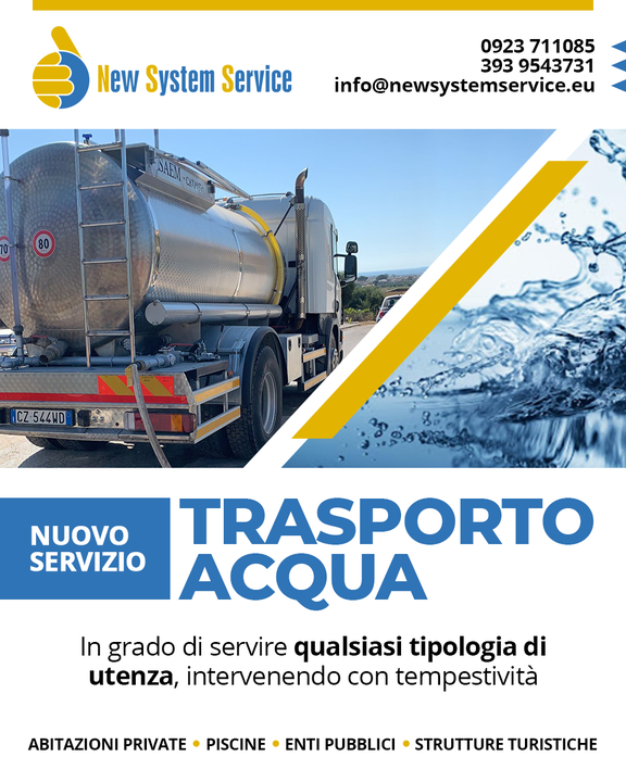 New System Service fornisce un nuovo servizio di #trasporto e #fornitura #acqua.
