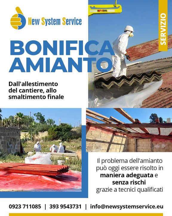 New System Service Srl grazie a #tecnici #qualificati fornisce servizi di #bonifica #amianto, dall'allestimento del cantiere allo smaltimento finale.