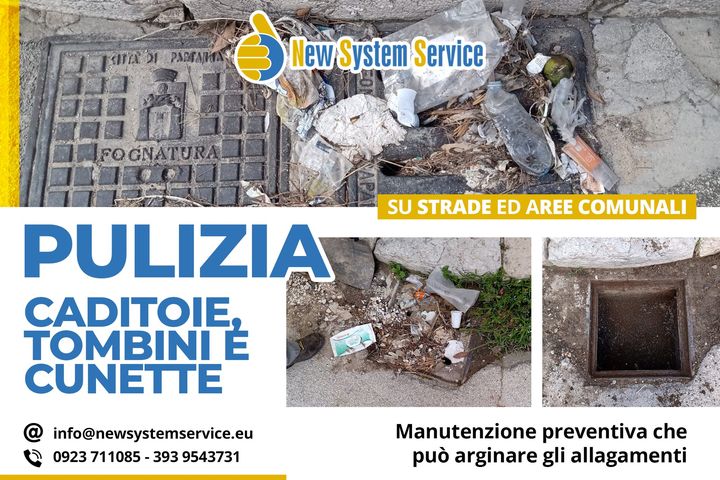 New System Service Srl offre servizi di #pulizia di #caditoie, #tombini e #cunette su strade ed aree comunali.
