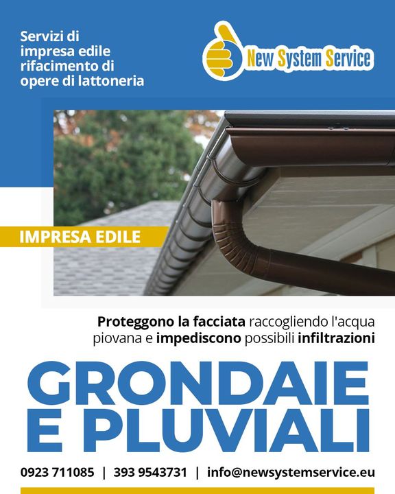 New System Service Srl offre servizi di impresa edile tra cui il rifacimento di opere di lattoneria, come #grondaie e #pluviali.