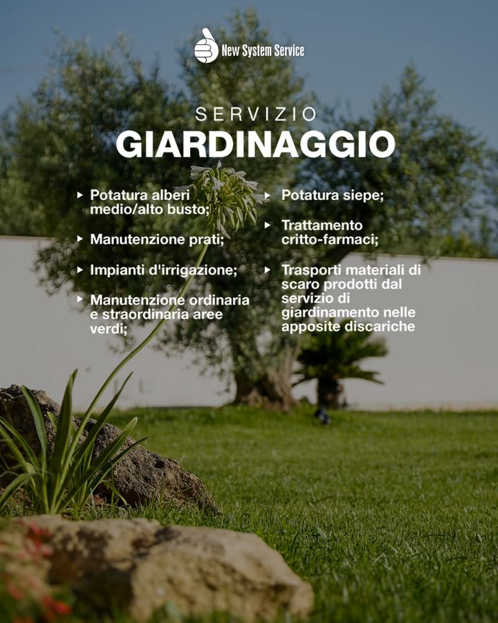 Servizio giardinaggio 🍃

Noi di New System Service offriamo servizi di